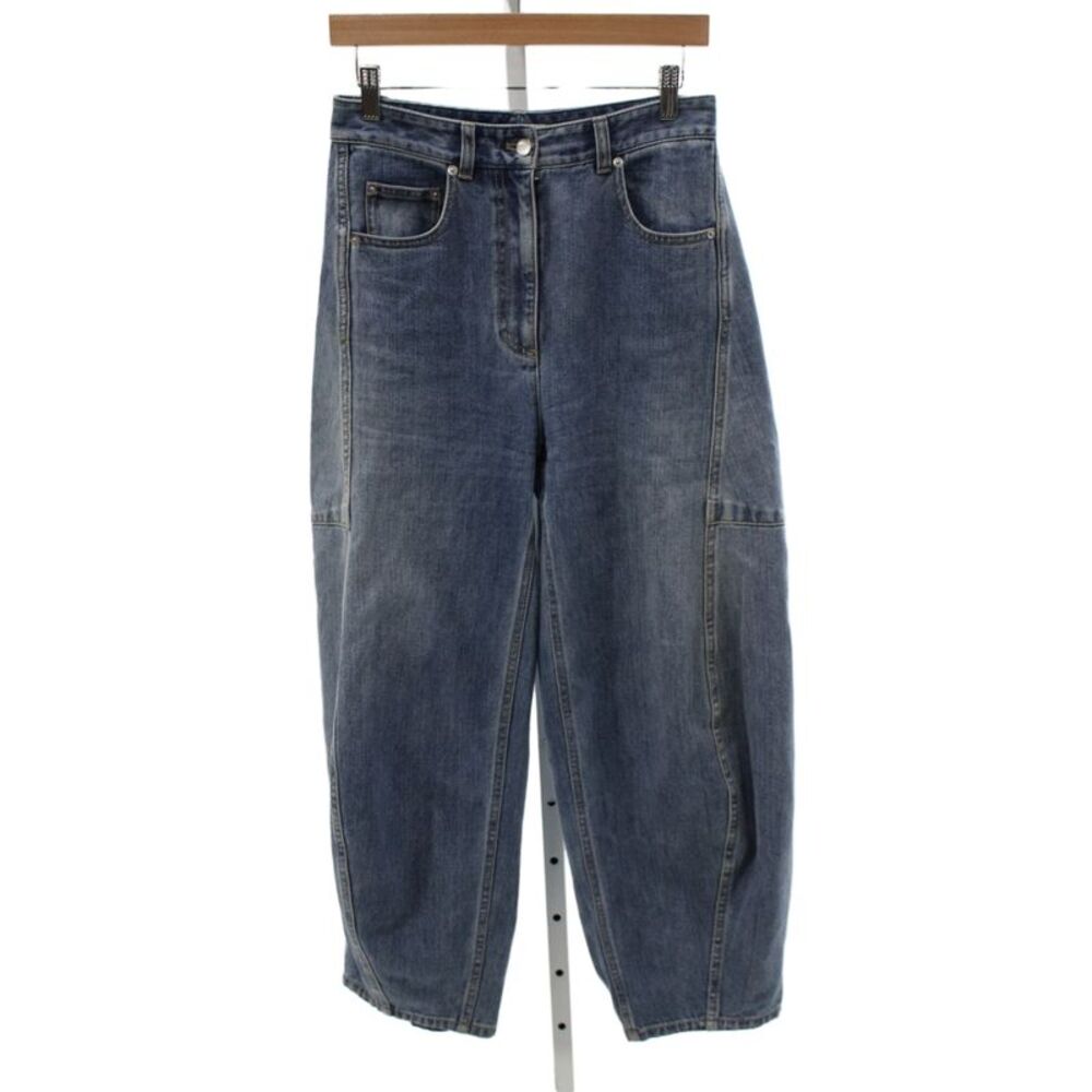 Tibi Women Wide-Leg Blue Cotton High Rise Jeans Size 25
